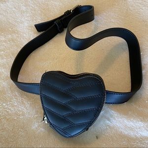 URBAN OUTFITTERS Black Leather Mini Heart Belt Bag